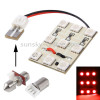 Red 9 LED Car Interior Lamp with T10 Dome + BA9S Festoon Adapter