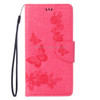 For  iPhone 8 & 7   Pressed Flowers Butterfly Pattern Horizontal Flip Leather Case with Holder & Card Slots & Wallet(Magenta)