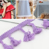 25 Metres 4.5cm Cotton Thread Broom Lace Ribbon Tassel Ethnic For Craft DIY Curtain Home Decorative Clothes Sewing Accessories(Purple)