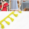 25 Metres 4.5cm Cotton Thread Broom Lace Ribbon Tassel Ethnic For Craft DIY Curtain Home Decorative Clothes Sewing Accessories(Yellow)