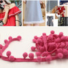 20 Yards 1.2cm Pompom Lace Ribbon Fur Ball Trim For Craft DIY Curtain Home Decorative Clothes Sewing Accessories(Light Rose Red)