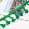 25 Metres 4.5cm Cotton Thread Broom Lace Ribbon Tassel Ethnic For Craft DIY Curtain Home Decorative Clothes Sewing Accessories(Green)