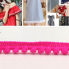 YB000110 Unilateral Fluff Ball Shape Lace Belt DIY Clothing Accessories, Length: 18.28m, Width: 1cm(Fluorescent Rose Red)