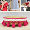 mzf3.5mq National Style Fur Ball Lace Belt DIY Clothing Accessories, Length: 22.86m, Width: 3.5cm(Rose Red)