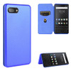 For BlackBerry KEY2 Carbon Fiber Texture Magnetic Horizontal Flip TPU + PC + PU Leather Case with Card Slot(Blue)