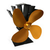 YL603 Eco-friendly Aluminum Alloy Heat Powered Stove Fan with 4 Blades for Wood / Gas / Pellet Stoves (Gold)
