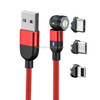 2m 3A Output 3 in 1 USB to 8 Pin + USB-C / Type-C + Micro USB 540 Degree Rotating Magnetic Data Sync Charging Cable(Red)