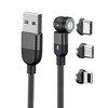 2m 3A Output 3 in 1 USB to 8 Pin + USB-C / Type-C + Micro USB 540 Degree Rotating Magnetic Data Sync Charging Cable(Black)