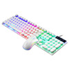 SHIPADOO D290 Wired RGB Backlight Punk Key Hat Dazzle Color Keyboard Mouse Kit for Laptop, PC(White)