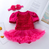 Compound Rose Dress Two-piece Baby Romper Tutu Skirt (Color:Rose Red Size:66)