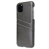 Fierre Shann Retro Oil Wax Texture PU Leather Case with Card Slots for iPhone 11(Black)