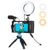 PULUZ 4 in 1 Bluetooth Handheld Vlogging Live Broadcast Smartphone Video Rig + 4.7 inch 12cm Ring LED Selfie Light Kits with Microphone + Tripod Mount + Cold Shoe Tripod Head for iPhone, Galaxy, Huawei, Xiaomi, HTC, LG, Google, and Other Smartphones(