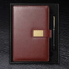 A5 Flat Buckle Double Bag Business Style PU Notebook Magnetic Buckle Notebook, Specification:Gift Box(Red Brown)