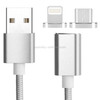 2 in 1 Weave Style 1.2m 5V 2A Micro USB & 8 Pin to USB 2.0 Magnetic Data / Charger Cable, For iPhone, iPad, Samsung, HTC, LG, Sony, Huawei, Lenovo and other Smartphones(Silver)