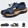 Summer Large Size Men Beach Shoes Leather Breathable Wading Casual Sandals, Size: 39(Blue)