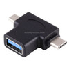 Multi-function USB 3.0 Female & USB-C / Type-C Male & Micro USB Male T-shape OTG Adapter