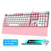 AULA F2088 108 Keys White Backlight Mechanical Blue Switch Wired Gaming Keyboard (Pink + White)