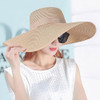 Women Summer Hats Foldable Wide Large Brim Beach Sun Straw Cap Elegant Hats Caps, Color:Khaki(M)