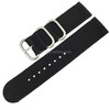 Washable Nylon Canvas Watchband, Band Width:20mm(Black with Silver Ring Buckle)