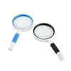 3 PCS Hand-Held Reading Magnifier Glass Lens Anti-Skid Handle Old Man Reading Repair Identification Magnifying Glass, Specification: 65mm 6 Times (Blue White)