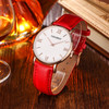 CAGARNY 6812 Concise Style Ultra Thin Quartz Wrist Watch with Leather Band for Women(Red Band)
