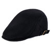 Men British Style Solid Color Duck Tongue Forward Cap Mesh Cloth Beret(Black)