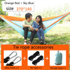 Outdoor Hammock Nylon Parachute Cloth Travel Camping Swing, Style: 2.7m x 1.4m (Orange+Sky Blue)