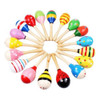 3 PCS Colorful Wooden Baby Child Musical Instrument Rattle Shaker Party Children Gift Toy(Color Random)