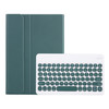 Y0N5 TPU Case Lambskin Texture Round Keycap Bluetooth Keyboard Leather Case with Holder For Xiaomi Pad 5 / 5 Pro(Dark Green + Dark Green)