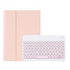 Y0N5 TPU Case Lambskin Texture Round Keycap Bluetooth Keyboard Leather Case with Holder For Xiaomi Pad 5 / 5 Pro(Pink + Pink)