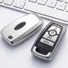 Electroplating TPU Single-shell Car Key Case with Key Ring for Ford New Mondeo / New Explorer / New Edge (Silver)