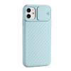 For iPhone 11 Pro Max Sliding Camera Cover Design Twill Anti-Slip TPU Case(Light Blue)