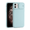 For iPhone 11 Pro Max Sliding Camera Cover Design Twill Anti-Slip TPU Case(Light Blue)