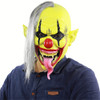 Halloween Festival Party Latex Green Face Clown Frightened Mask, with Hair