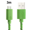 Nylon Netting Style Micro 5 Pin USB Data Transfer / Charge Cable for Galaxy S IV / i9500 / S III / i9300 / Note II / N7100 / Nokia / HTC / Blackberry / Sony, Length: 3m(Green)