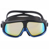 Colorful Large Frame Electroplating Anti-fog Silicone Swimming Goggles for Adults (Blue + Black)