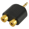 RCA Female to 3.5mm Male Jack Audio Y Adapter(Black)