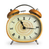 4.5 Inch Mute Wood Grain Retro Metal Alarm Clock(B)