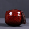Kiln Transmutation Ceramic Mini Tea Pot Storage Moisture-proof Can Sealed Tea Tank (Red)