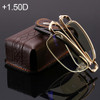 Folding Anti Blue-ray Presbyopic Reading Glasses with Case & Cleaning Cloth, +1.50D(Gold)