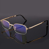 Folding Anti Blue-ray Presbyopic Reading Glasses with Case & Cleaning Cloth, +3.50D(Gold)