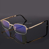 Folding Anti Blue-ray Presbyopic Reading Glasses with Case & Cleaning Cloth, +3.50D(Gold)