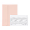 Y0N5 TPU Tablet Case Lambskin Texture Round Keycap Bluetooth Keyboard Leather Tablet Case with Holder For Xiaomi Pad 5 / 5 Pro(Pink)