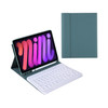 A06B Ultra-thin Detachable Bluetooth Keyboard Leather Tablet Case with Pen Slot & Holder for iPad mini 6(Dark Green)