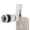 8X Zoom Telescope Telephoto Camera Lens with Clip, For iPhone & Samsung & HTC and Other Mobile Phones(White)
