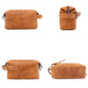 6465 Men Leather Multifunctional Travel Toiletries Storage Clutch(Yellow Brown)