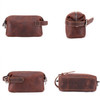 6465 Men Leather Multifunctional Travel Toiletries Storage Clutch(Chocolate Color)