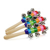 Baby Cute Jingle Rattles Toys Rainbow Pram Crib Handle Wooden Bell Stick Shake Toys Newborn Baby Rattle Sound Toys(As show)