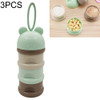 3 PCS 3 layer Frog Style Portable Baby Food Storage Box Essential Cereal Cartoon Milk Powder Boxes Toddle Kids Formula Milk Container(Green)