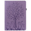 For Samsung Galaxy Tab S2 9.7 Tree & Deer Pattern Pressed Printing Horizontal Flip PU Leather Case with Holder & Card Slots(Purple)